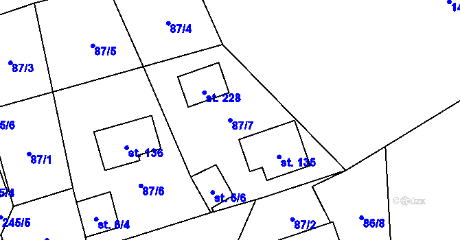 Parcela st. 87/7 v KÚ Dolní Skrýchov, Katastrální mapa