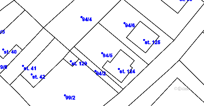 Parcela st. 94/5 v KÚ Dolní Skrýchov, Katastrální mapa