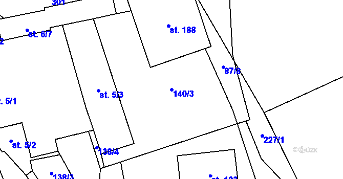 Parcela st. 140/3 v KÚ Dolní Skrýchov, Katastrální mapa