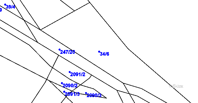 Parcela st. 34/6 v KÚ Dolní Skrýchov, Katastrální mapa