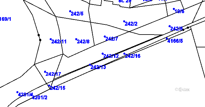 Parcela st. 242/12 v KÚ Dolní Skrýchov, Katastrální mapa