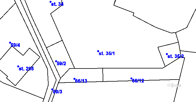 Parcela st. 35/1 v KÚ Dolní Slivno, Katastrální mapa