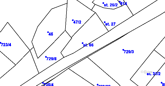 Parcela st. 66 v KÚ Dolní Slivno, Katastrální mapa