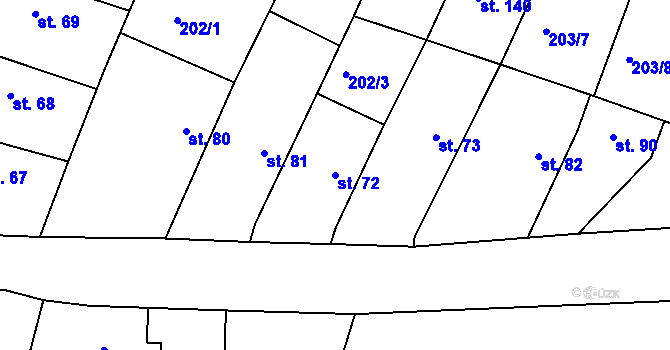 Parcela st. 72 v KÚ Dolní Slivno, Katastrální mapa