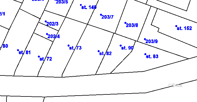 Parcela st. 82 v KÚ Dolní Slivno, Katastrální mapa