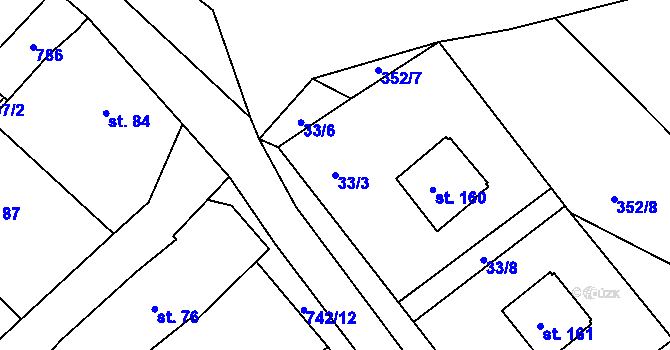 Parcela st. 33/3 v KÚ Dolní Slivno, Katastrální mapa