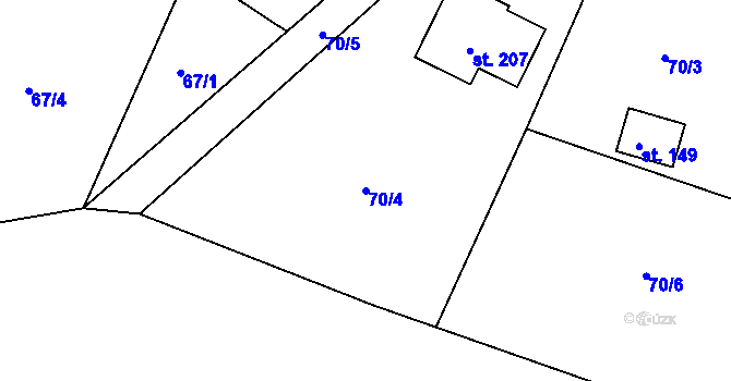 Parcela st. 70/4 v KÚ Dolní Slivno, Katastrální mapa