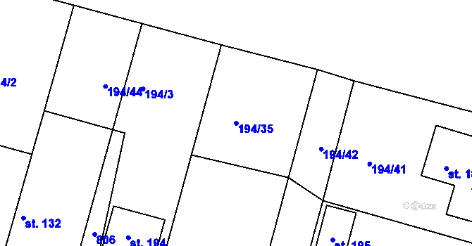 Parcela st. 194/35 v KÚ Dolní Slivno, Katastrální mapa