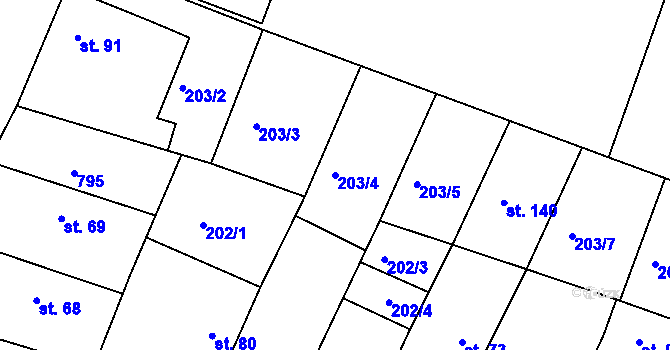 Parcela st. 203/4 v KÚ Dolní Slivno, Katastrální mapa