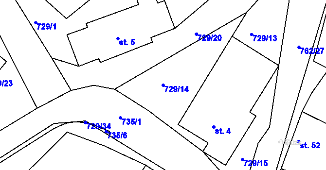 Parcela st. 729/14 v KÚ Dolní Slivno, Katastrální mapa