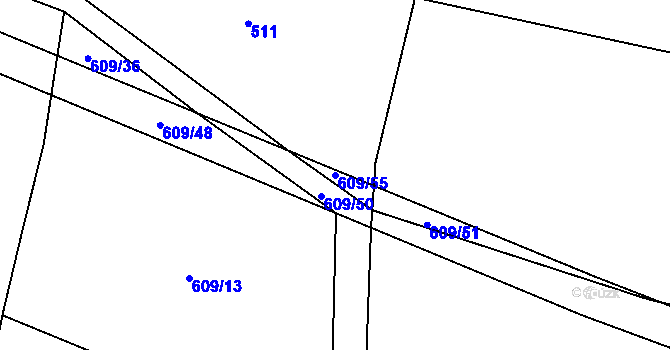 Parcela st. 609/55 v KÚ Dolní Slivno, Katastrální mapa