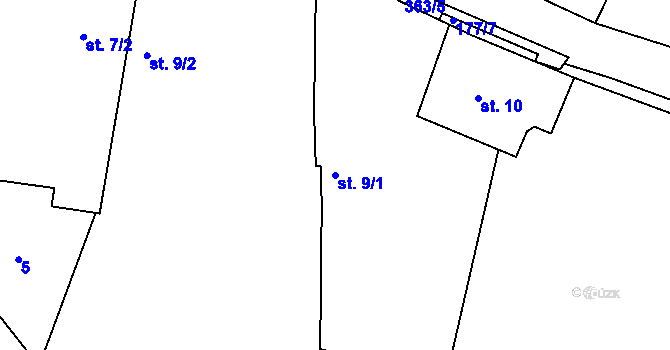 Parcela st. 9/1 v KÚ Slivínko, Katastrální mapa
