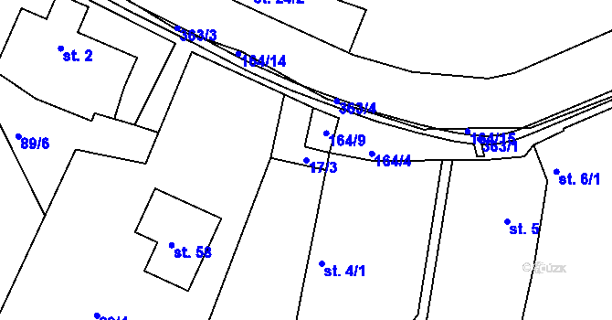 Parcela st. 17/3 v KÚ Slivínko, Katastrální mapa