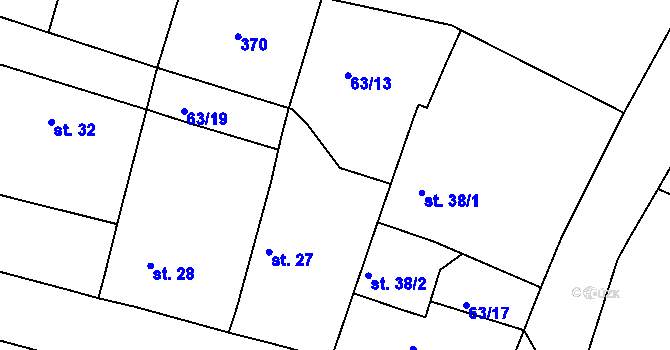 Parcela st. 63/7 v KÚ Slivínko, Katastrální mapa