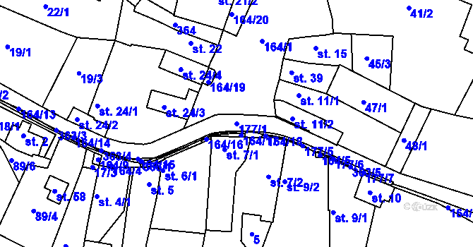 Parcela st. 177/1 v KÚ Slivínko, Katastrální mapa