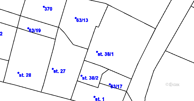 Parcela st. 38/1 v KÚ Slivínko, Katastrální mapa