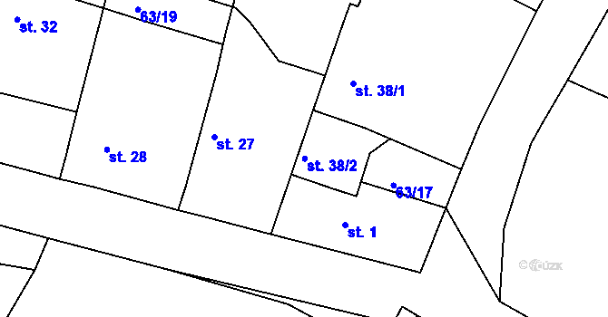 Parcela st. 38/2 v KÚ Slivínko, Katastrální mapa