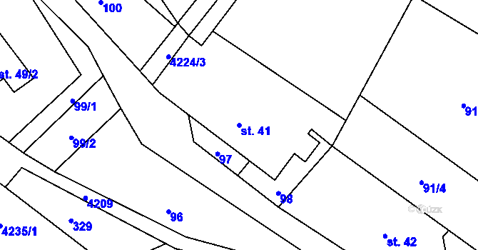 Parcela st. 41 v KÚ Dolní Sloupnice, Katastrální mapa
