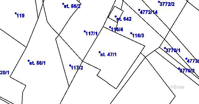Parcela st. 47/1 v KÚ Dolní Sloupnice, Katastrální mapa