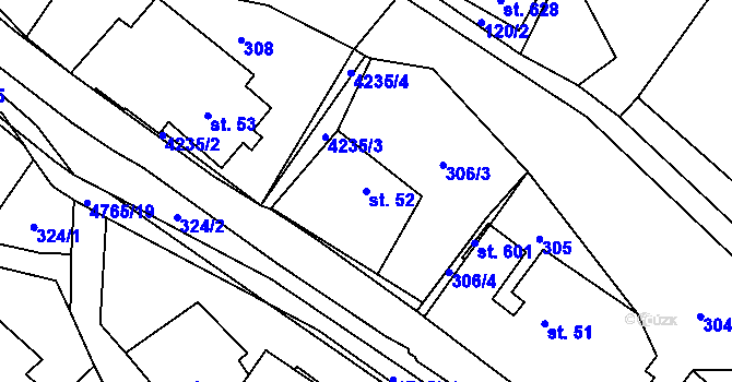 Parcela st. 52 v KÚ Dolní Sloupnice, Katastrální mapa