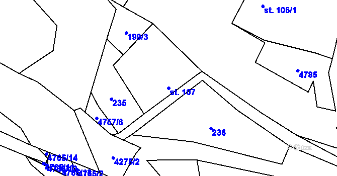 Parcela st. 107 v KÚ Dolní Sloupnice, Katastrální mapa