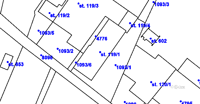 Parcela st. 119/1 v KÚ Dolní Sloupnice, Katastrální mapa