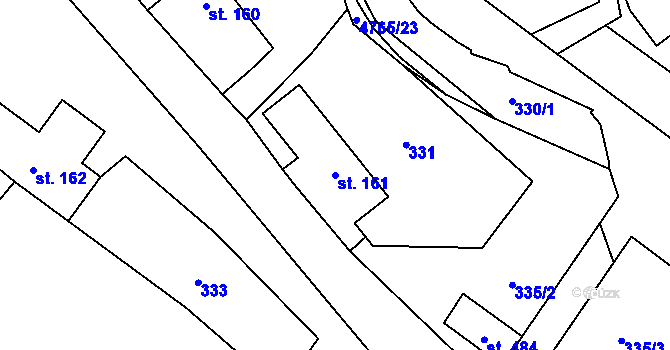 Parcela st. 161 v KÚ Dolní Sloupnice, Katastrální mapa