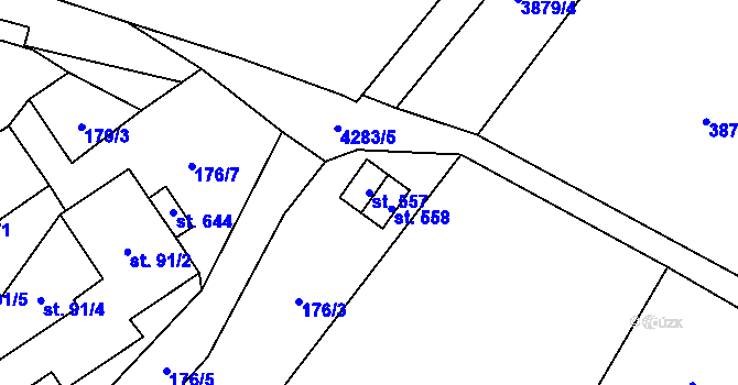 Parcela st. 557 v KÚ Dolní Sloupnice, Katastrální mapa
