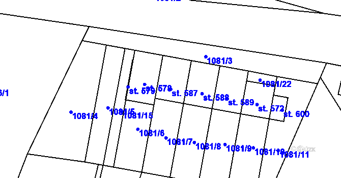 Parcela st. 587 v KÚ Dolní Sloupnice, Katastrální mapa
