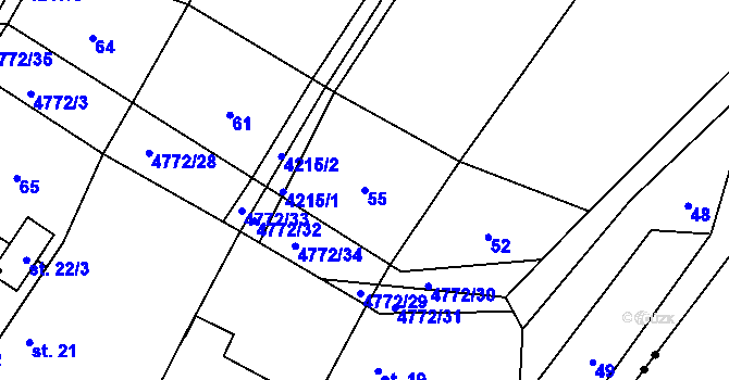 Parcela st. 55 v KÚ Dolní Sloupnice, Katastrální mapa