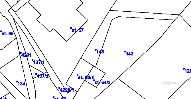 Parcela st. 143 v KÚ Dolní Sloupnice, Katastrální mapa