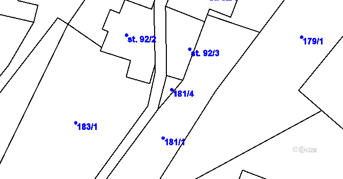 Parcela st. 181/4 v KÚ Dolní Sloupnice, Katastrální mapa