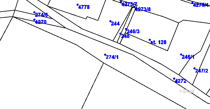 Parcela st. 274/1 v KÚ Dolní Sloupnice, Katastrální mapa