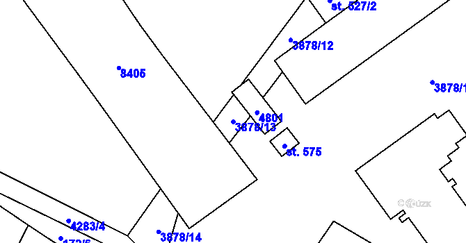 Parcela st. 3878/13 v KÚ Dolní Sloupnice, Katastrální mapa