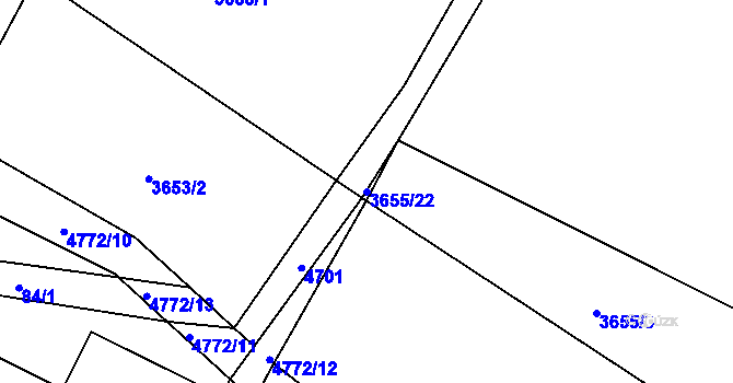 Parcela st. 3655/22 v KÚ Dolní Sloupnice, Katastrální mapa