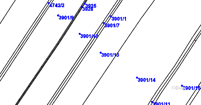 Parcela st. 3901/13 v KÚ Dolní Sloupnice, Katastrální mapa