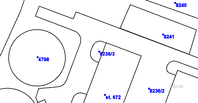 Parcela st. 8236/3 v KÚ Dolní Sloupnice, Katastrální mapa
