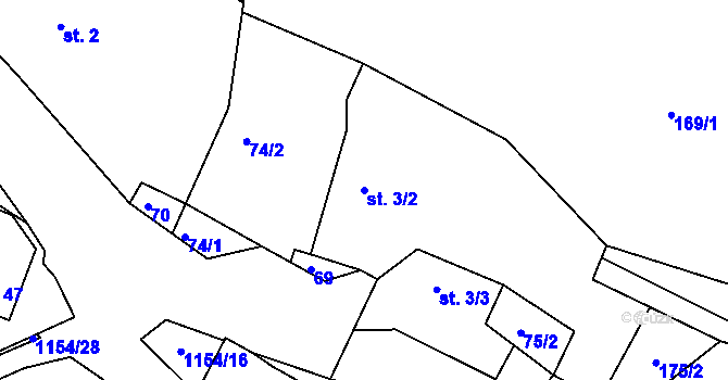 Parcela st. 3/2 v KÚ Dolní Smrčné, Katastrální mapa