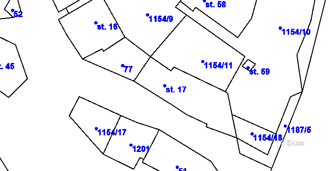 Parcela st. 17 v KÚ Dolní Smrčné, Katastrální mapa