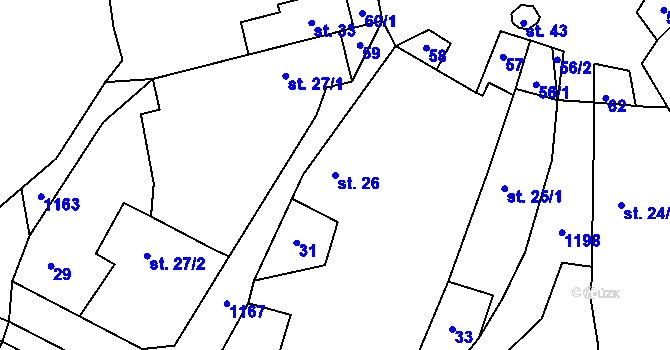 Parcela st. 26 v KÚ Dolní Smrčné, Katastrální mapa