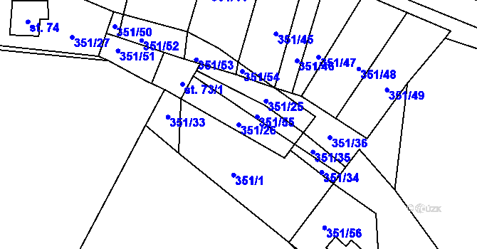Parcela st. 351/26 v KÚ Dolní Smrčné, Katastrální mapa