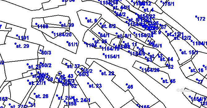 Parcela st. 1154/1 v KÚ Dolní Smrčné, Katastrální mapa