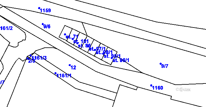 Parcela st. 95/1 v KÚ Dolní Smrčné, Katastrální mapa