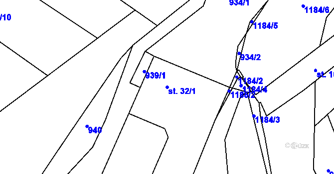 Parcela st. 32/1 v KÚ Dolní Smrčné, Katastrální mapa