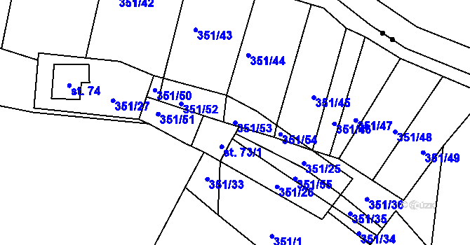 Parcela st. 351/53 v KÚ Dolní Smrčné, Katastrální mapa