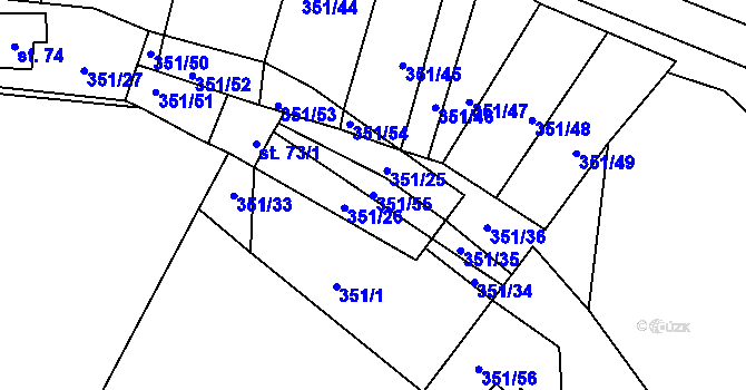 Parcela st. 351/55 v KÚ Dolní Smrčné, Katastrální mapa