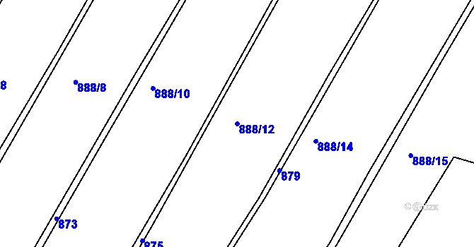 Parcela st. 888/12 v KÚ Dolní Smrčné, Katastrální mapa