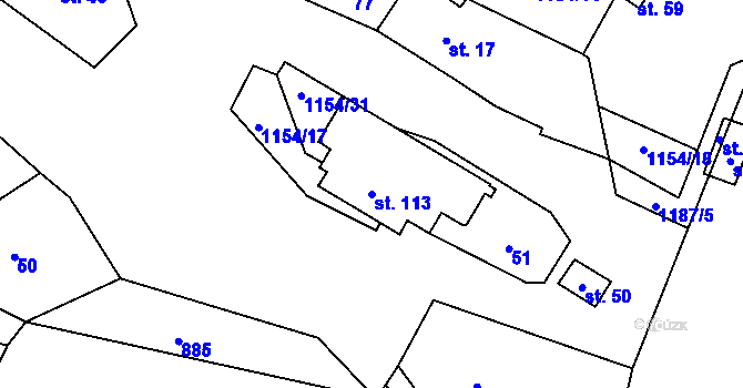 Parcela st. 113 v KÚ Dolní Smrčné, Katastrální mapa
