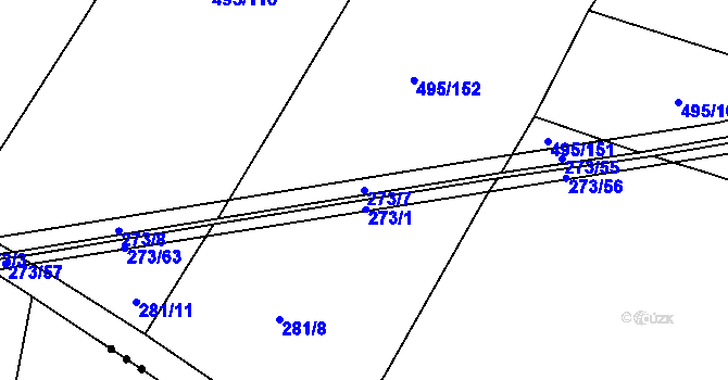 Parcela st. 273/7 v KÚ Dolní Stakory, Katastrální mapa