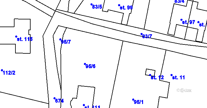 Parcela st. 95/2 v KÚ Dolní Stakory, Katastrální mapa
